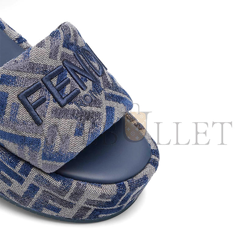 FENDI SUNSHINE FF CHENILLE JACQUARD PLATFORM SANDALS 